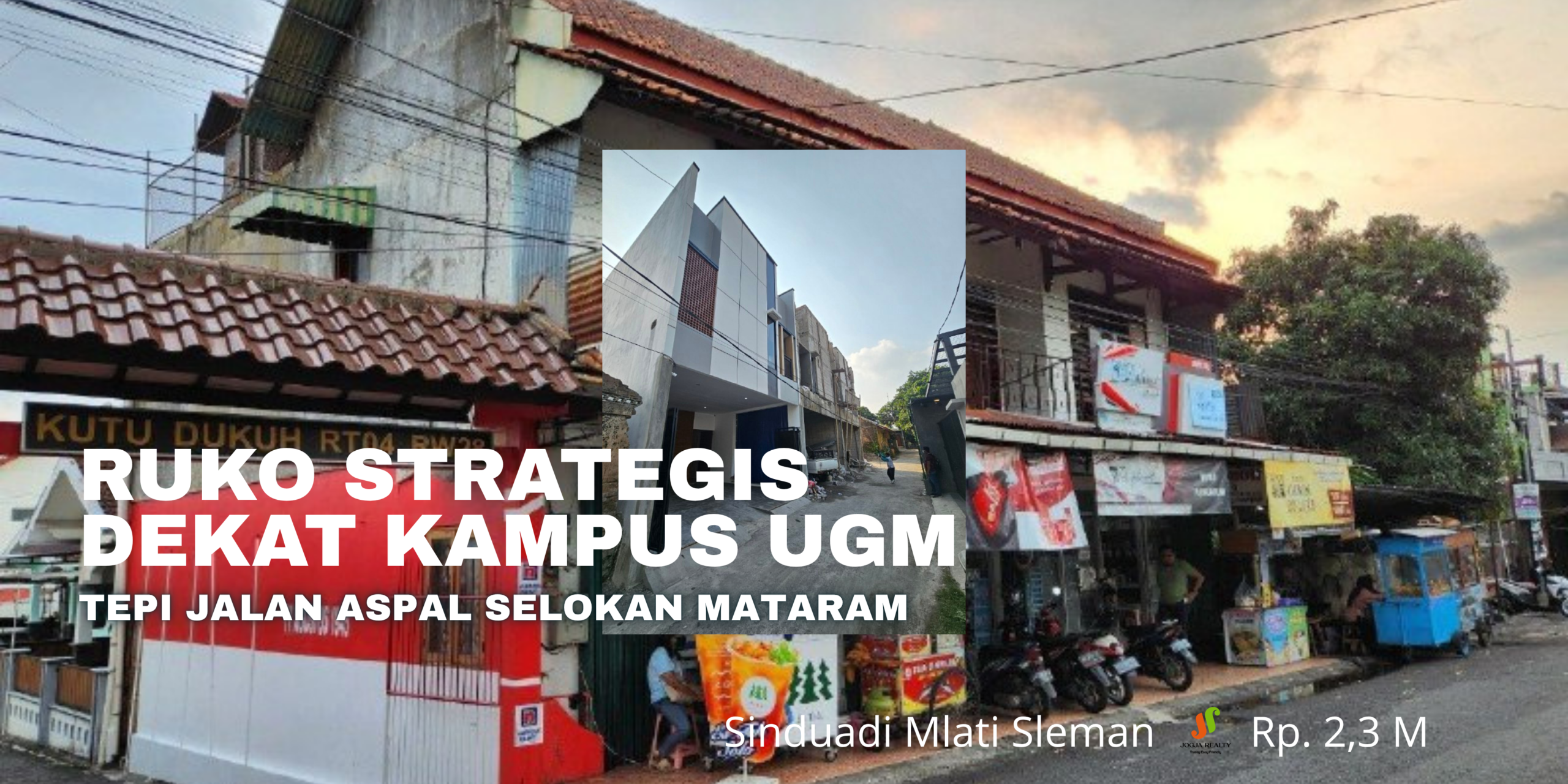 Ruko Dijual Jogja Strategis Dekat UGM di Jl Selokan Mataram Kutu Dukuh Sinduadi Mlati Sleman Yogyakarta