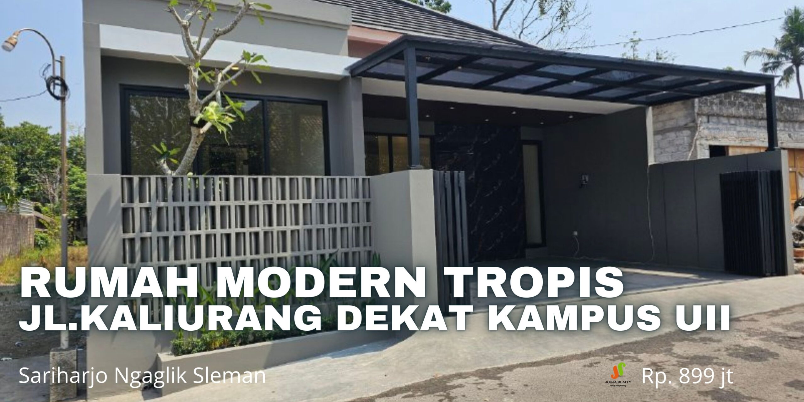 Rumah Dijual Jogja Modern Tropis Dekat PPPG Kesenian Lapangan Klidon dan Kampus UII Jl Kaliurang di Sariharjo Ngaglik Sleman Yogyakarta