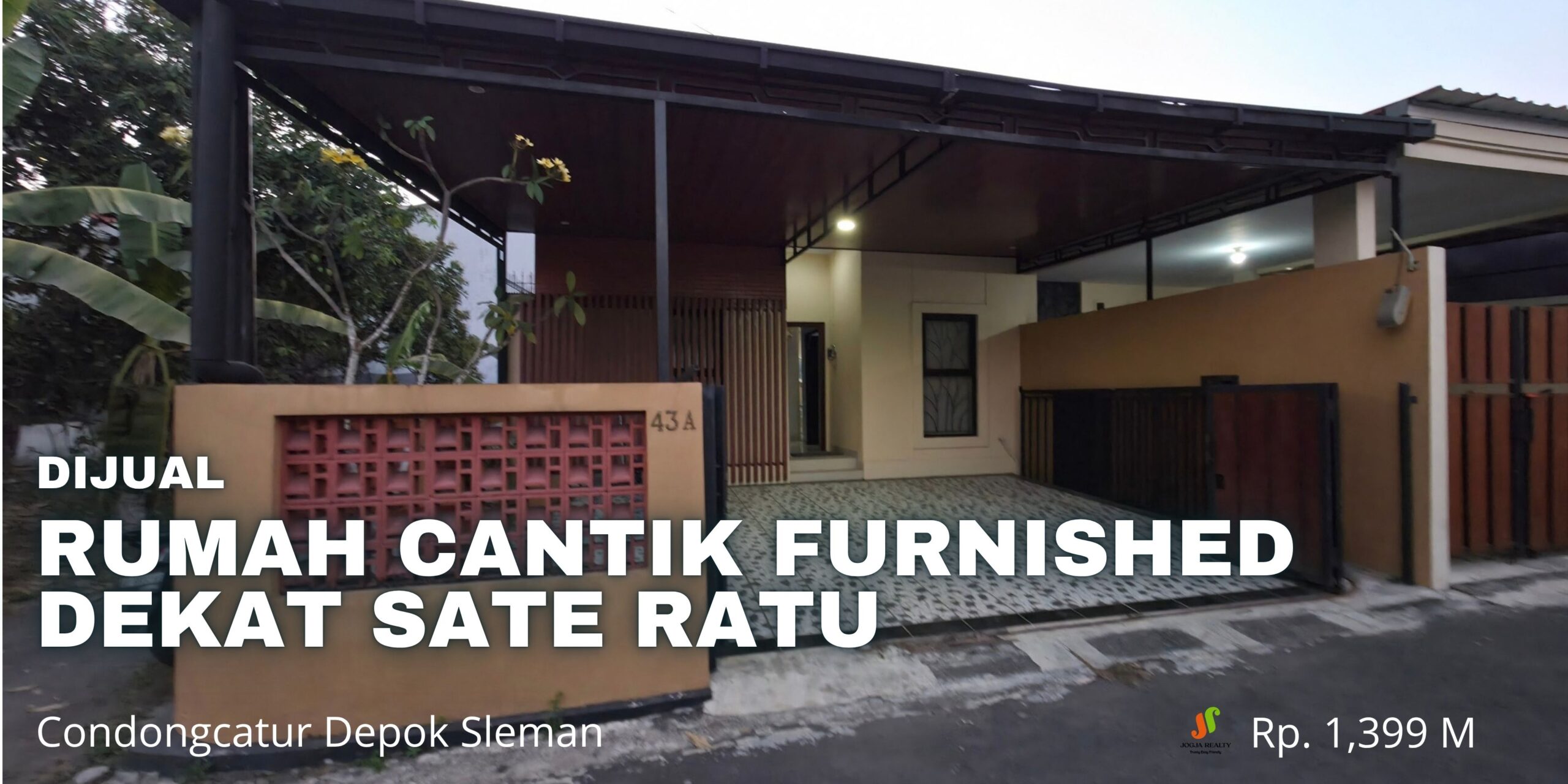 Rumah Dijual Jogja Cantik Furnished Dekat Sate Ratu dan Perumahan Bale Hinggil Jl Kaliurang Km 8,5 Tiyasan Condongcatur Depok Sleman Yogyakarta